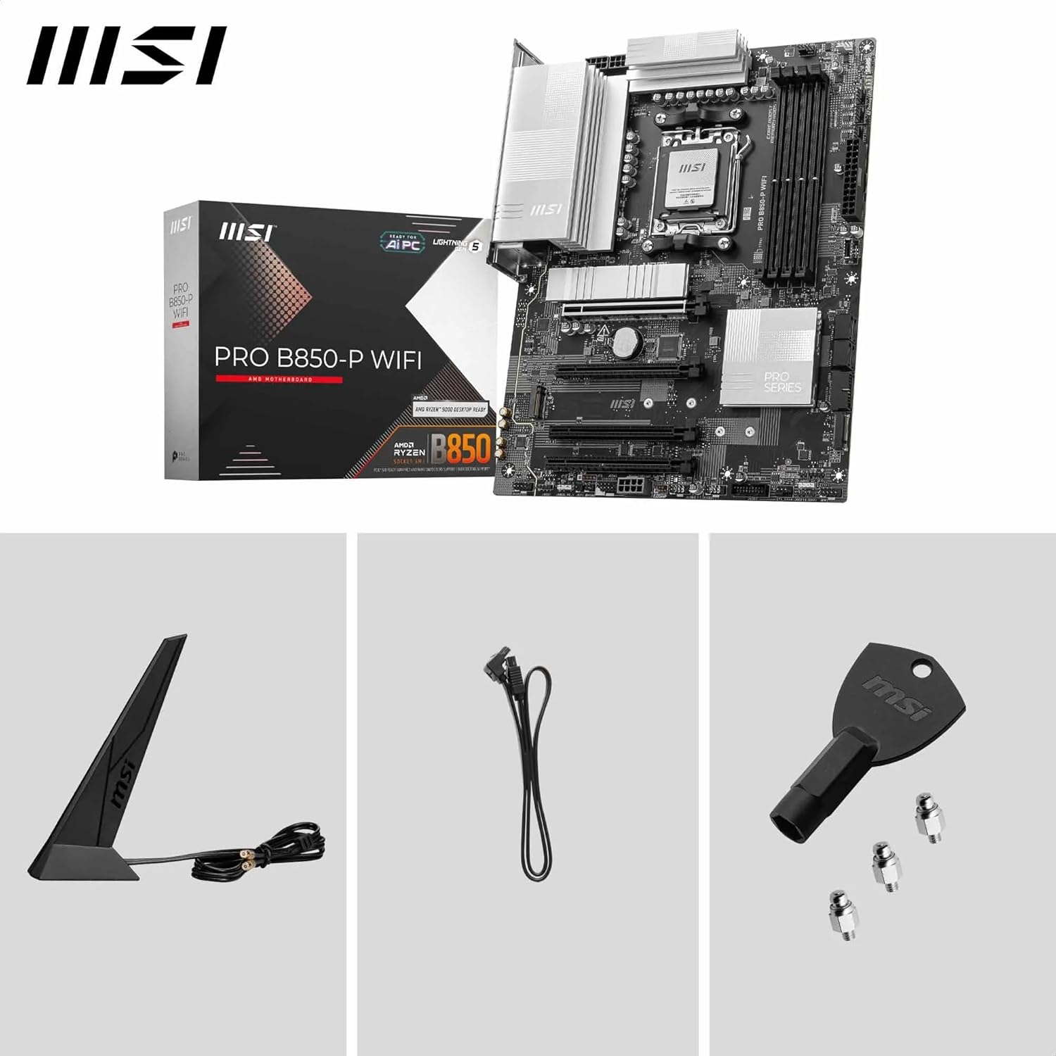 MSI PRO B850-P WiFi Motherboard DDR5 AM5 ATX, Wi-Fi 7, M.2 Gen5, 5G LAN - اللوحة الأم