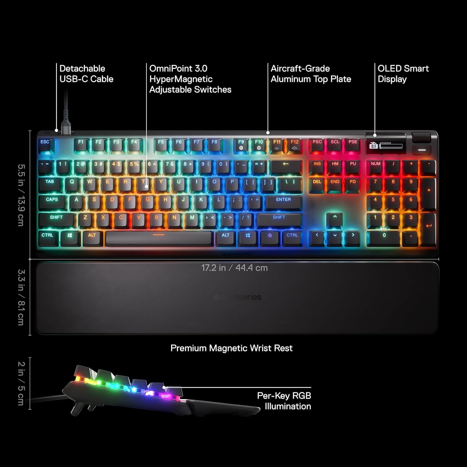 SteelSeries Apex Pro Gen 3 OmniPoint HyperMagnetic Keyboard RGB - كيبورد احترافي