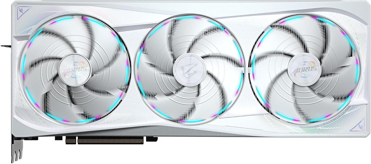 Gigabyte AORUS GeForce RTX 5090 STEALTH ICE Graphics Card, 32GB GDDR7 512-Bit Memory, 2655 MHz Core Clock, 21760 CUDA Cores, 28 Gbps Memory Clock, PCI-Express 5.0, White - كرت شاشة