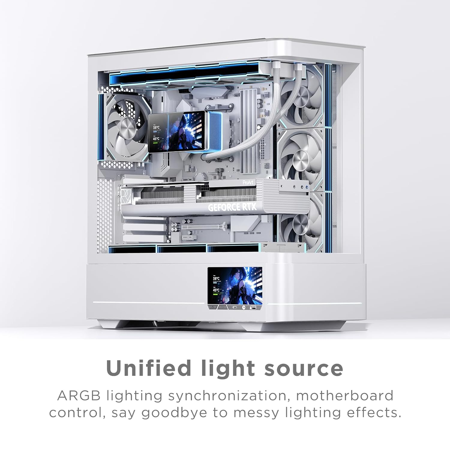 JUNGLE LEOPARD PRO FLOW 360 CPU Water AIO Cooler Liquid Cooling | 5.5-inch LCD Magnetic Screen (white) - مبرد مائي مع شاشه