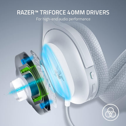 RAZER BARRACUDA X Wireless Headset White Mercury | Multi-Platform Gaming | Mobile Headset | Detachable HyperClear Mic | 20 Hr Battery | Compatible w/PC | PS5 | Switch | Android - سماعات احترافية بيضاء من ريزر لجميع  الأجهزة