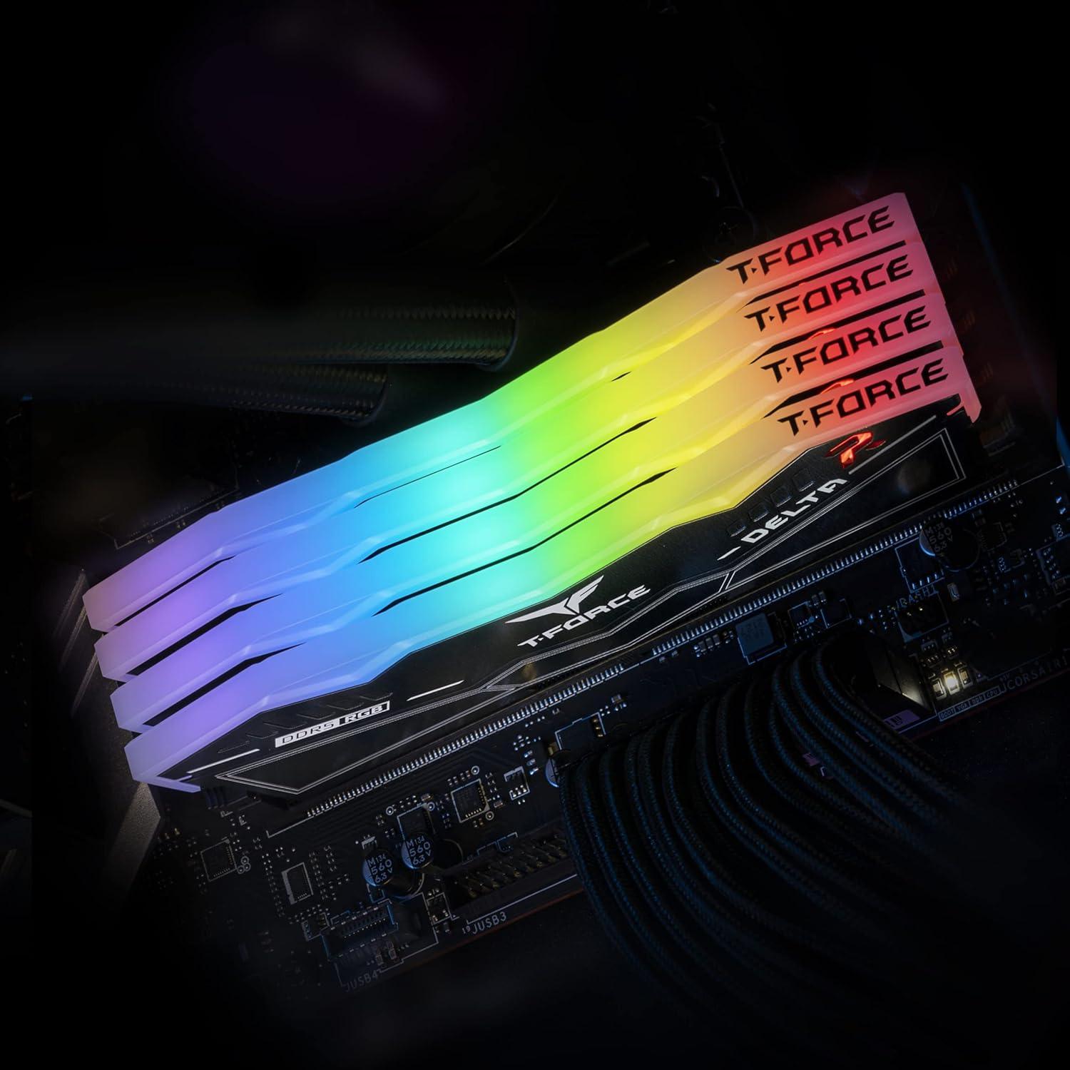 TEAMGROUP T-FORCE DELTA RGB BLACK RAM DDR5 32GB (16GBx2) 5200MHz - ذاكرة العشوائية