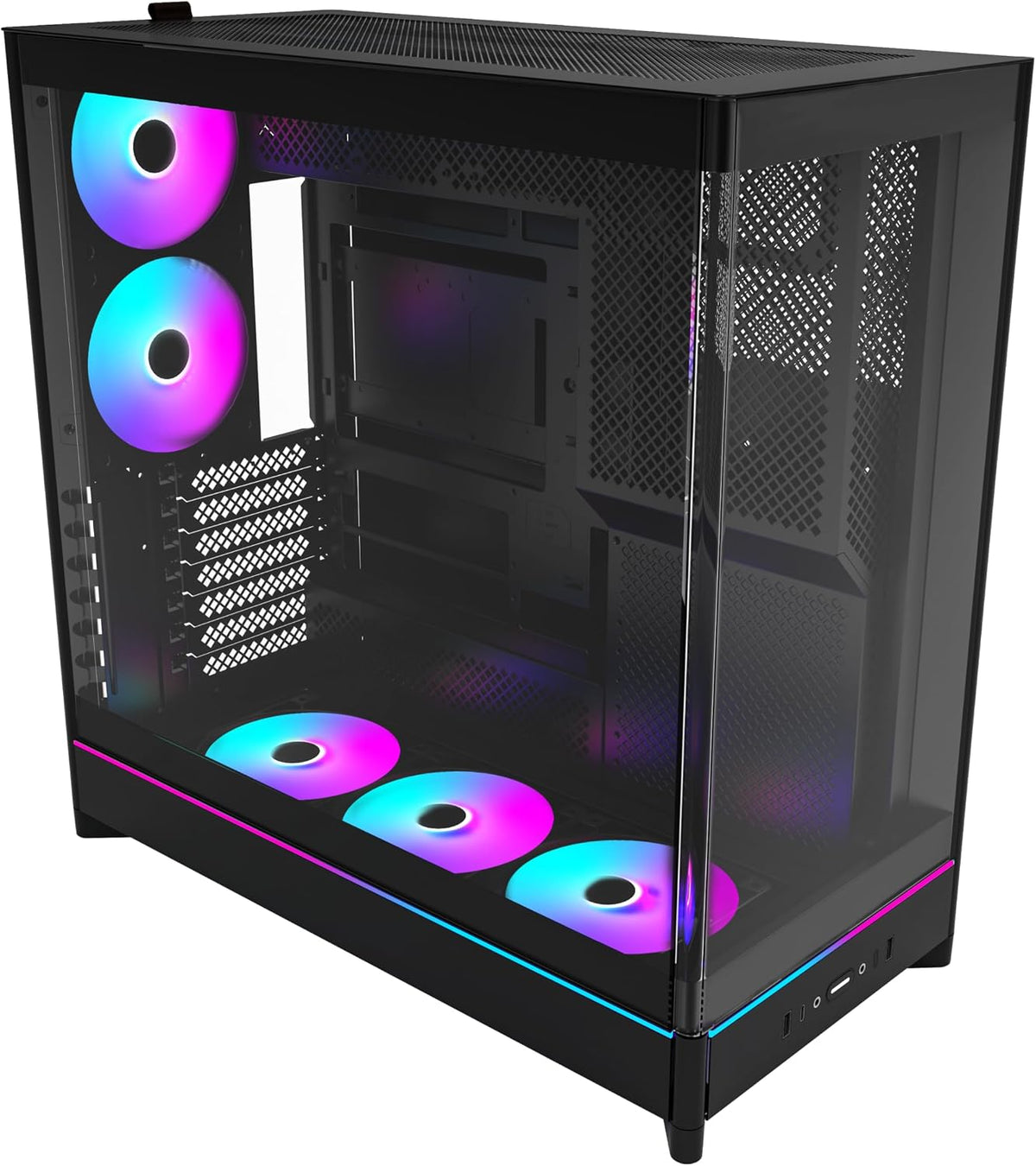 MONTECH HS02 PRO Black Dual-Chamber ATX Mid-Tower Case (5x ARGB PWM Fans) - كيس