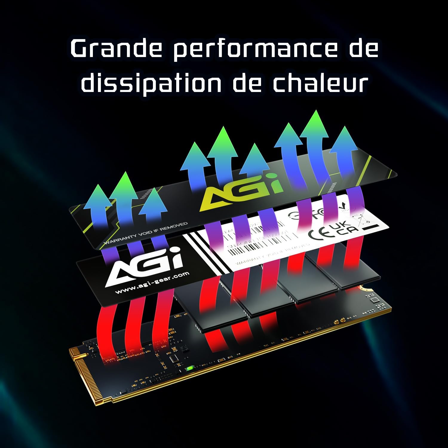 AGI 2TB AI818-43 PCIe NVMe M.2 Gen4x4 SLC Cache 3D NAND Flash Internal Solid State Drive SSD with Graphene Heat Sink (R/W Speed up to 5230/4780 MBs) - تخزين