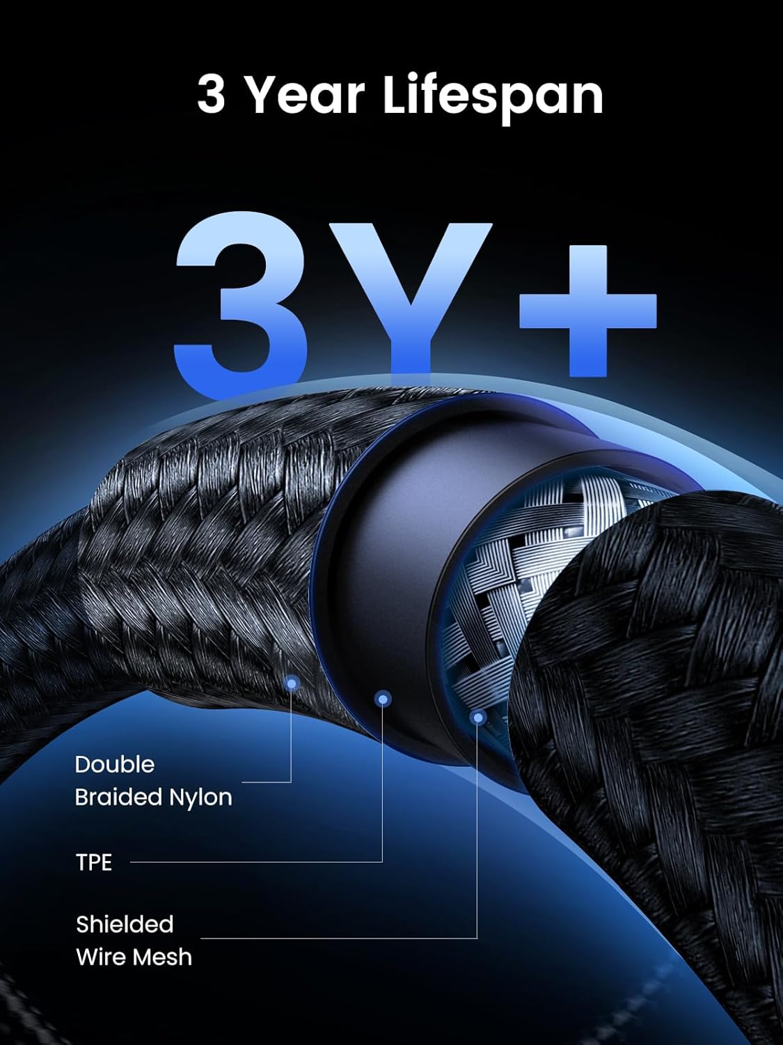 UGREEN USB 3.2 Gen 2 Cable Black 1m-كيبل شاحن