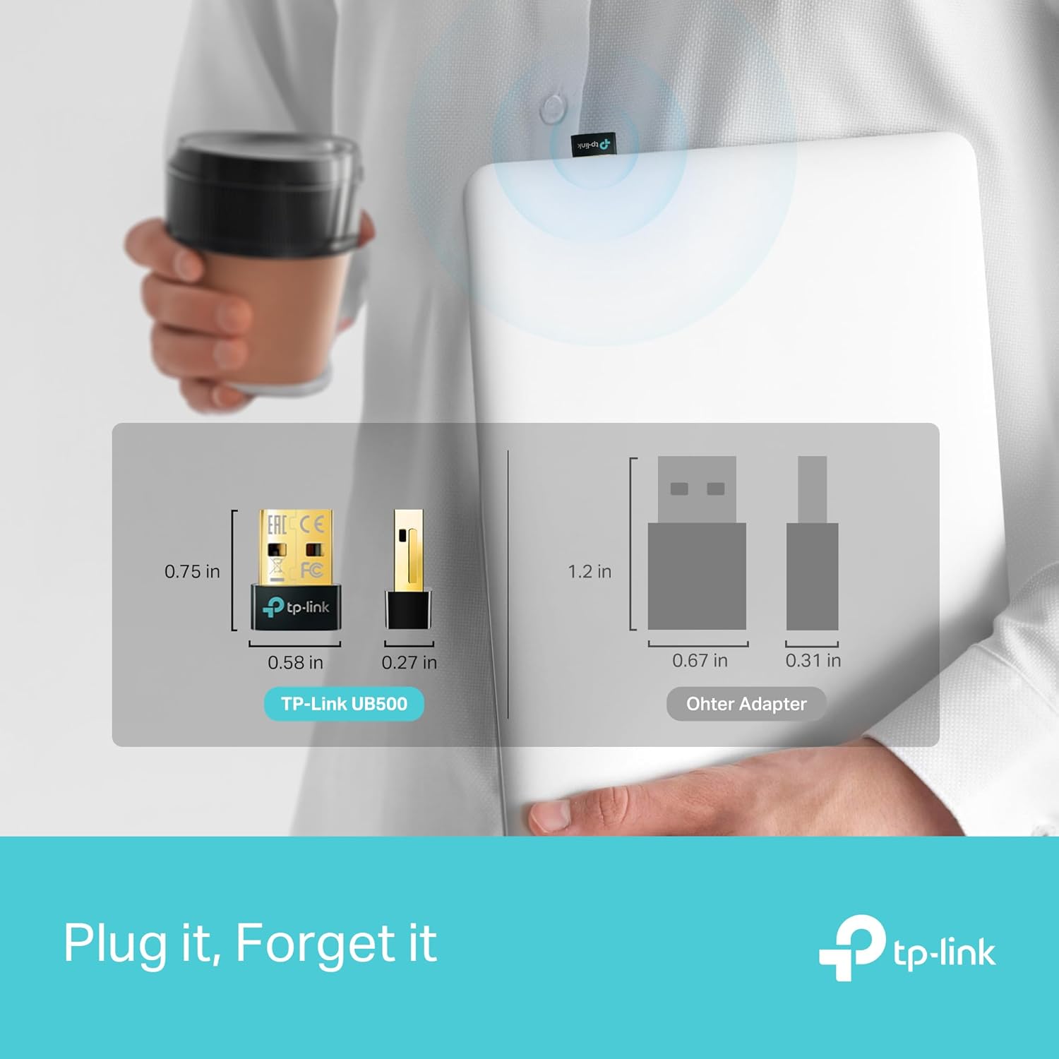TP-Link USB Bluetooth Adapter for PC - Bluetooth 5.3 Dongle Receiver, Plug and Play, Nano Design, EDR & BLE, Supports- بلوتوث