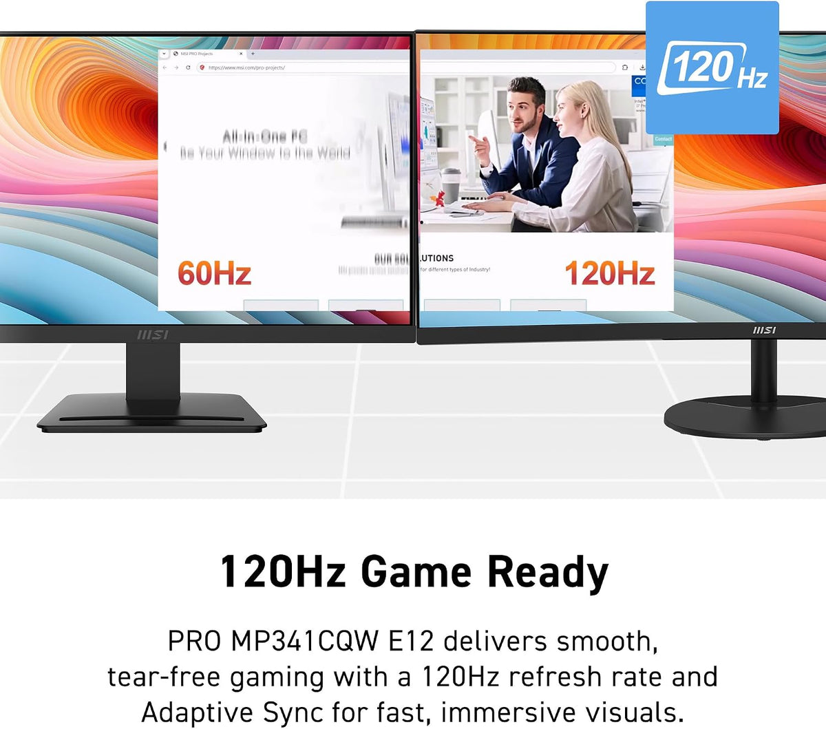 MSI PRO MP341CQ E12 34 Inch Ultrawide Curved Desktop Monitor – 120Hz, UWQHD (3440x1440), 1500R VA Panel, VESA Mountable & Integrated Speakers - شاشة