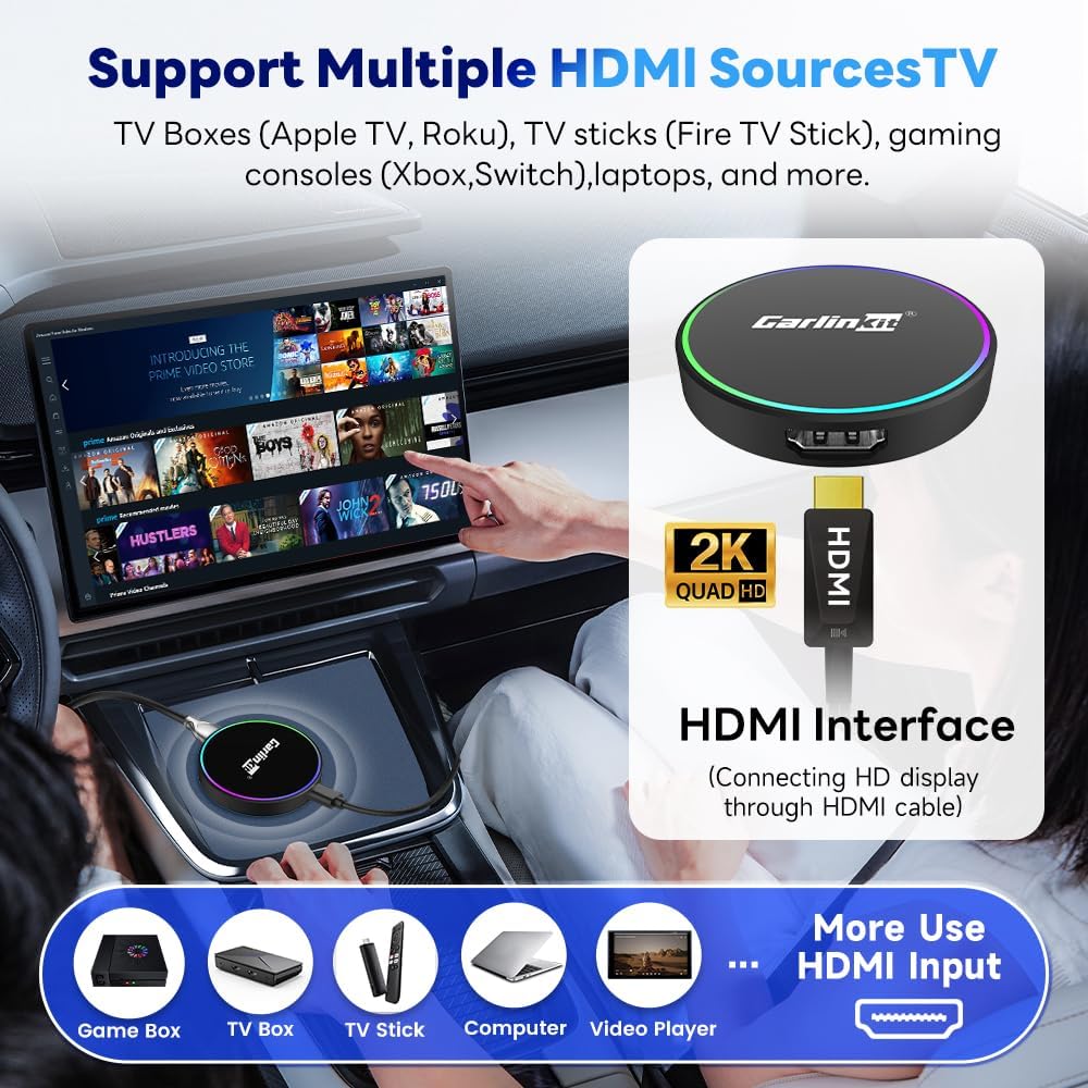 Carlinkit HD2CP Pro Wireless CarPlay & Android Auto Adapter (HDMI Output, 5.8GHz Wi-Fi, Plug & Play) - قطعه لشاشه السياره