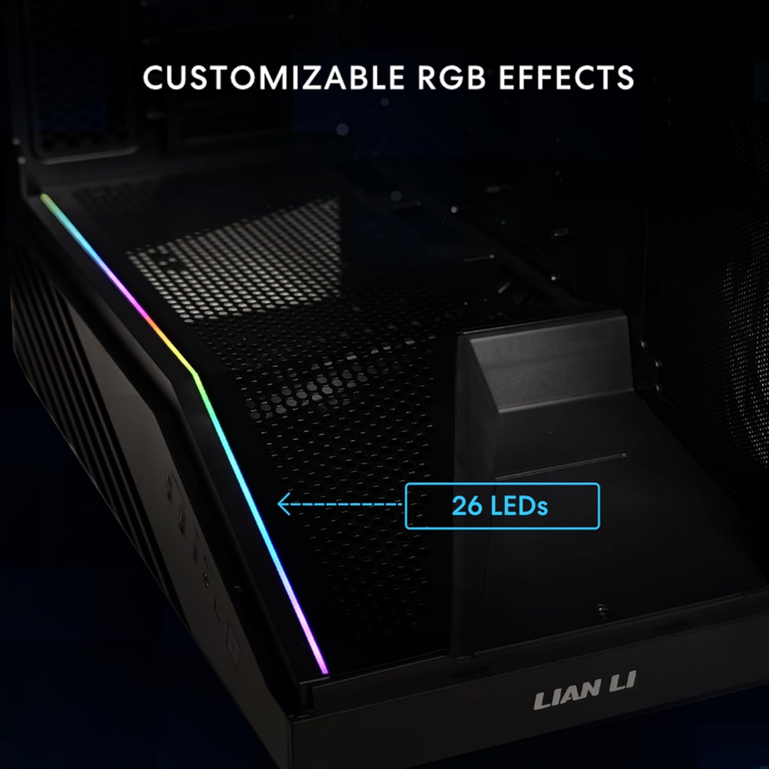 Lian Li Vector V100R Mini MicroATX Black Case, 360mm Radiator, Tempered Glass Black - كيس اسود
