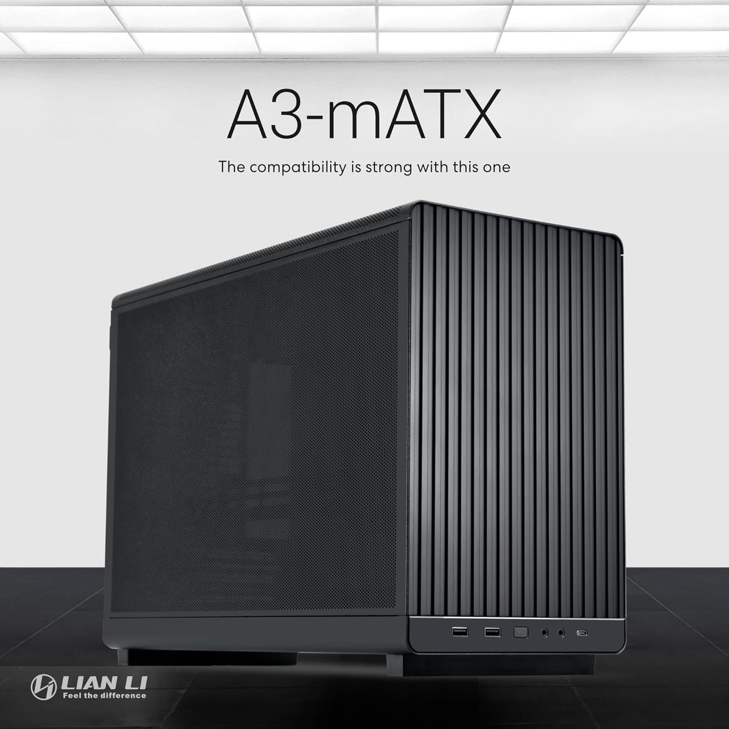 Lian Li A3-mATX Case, No Fans Included, Supports 360mm Radiator & 10x 120mm Fan Support, ATX/SFX/SFX-L, Black - كيس اسود