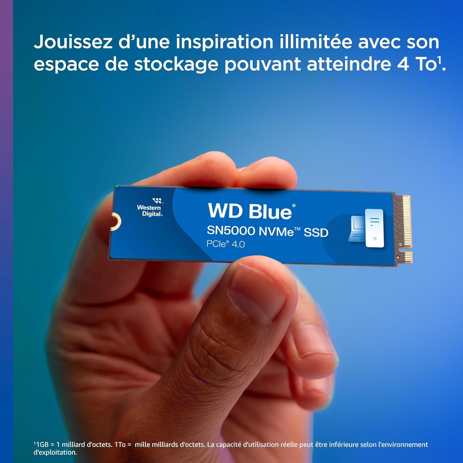 Western Digital 1TB WD Blue SN5000 NVMe Internal Solid State Drive SSD - PCIe Gen 4.0, M.2 2280, Up to 5,150 MB/s - تخزين سريع