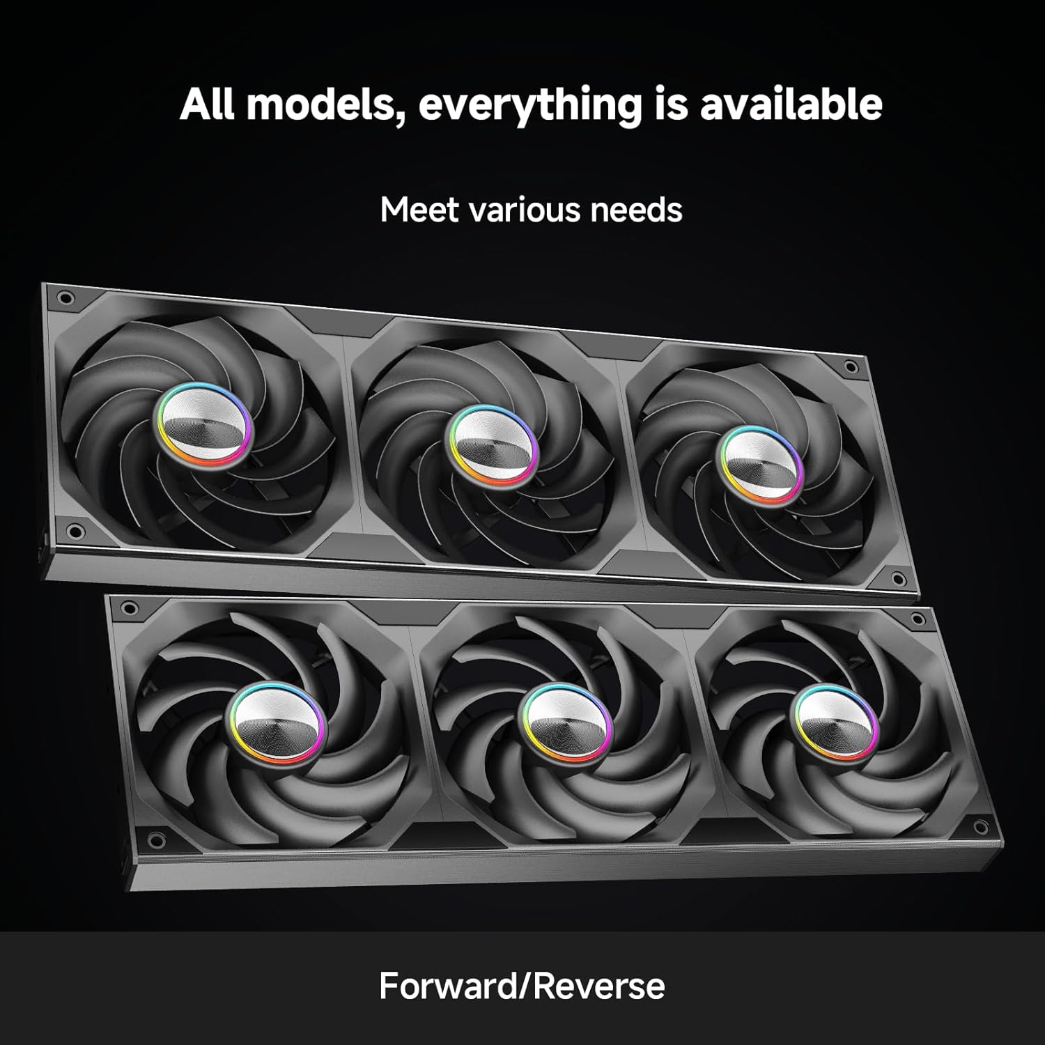 Jungle Leopard -Lite 360 PC Case Fan - Integrated Aluminum Side Light Band, Dynamic Fisheye Design with 3 x 120mm Fans, No Software Required RPM Display(Black) - مراوح