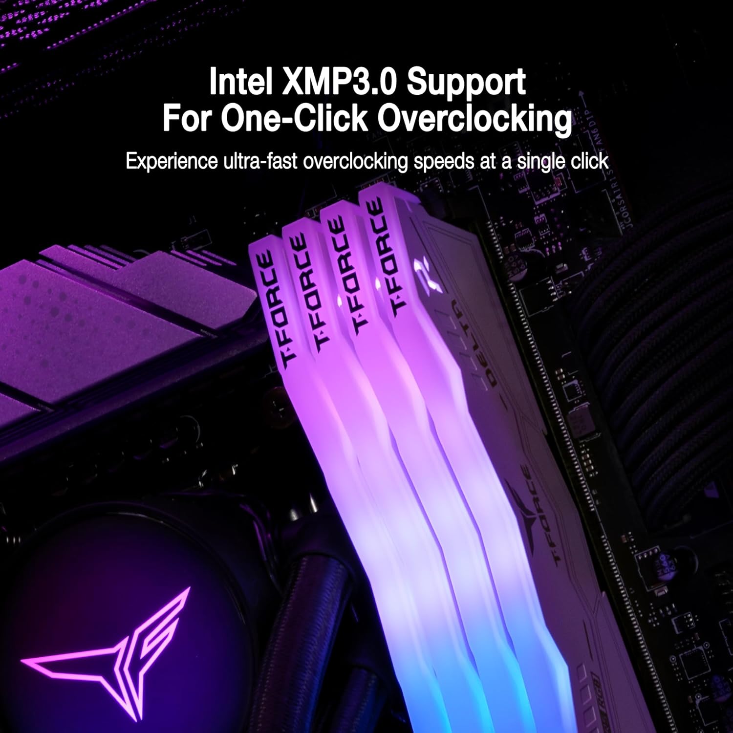 TeamGroup T-Force Delta RGB 32GB (2x 16GB) DDR5 6000 RAM, 38 CAS Latency, Intel XMP 3.0 Chipset, White - رام بيضاء