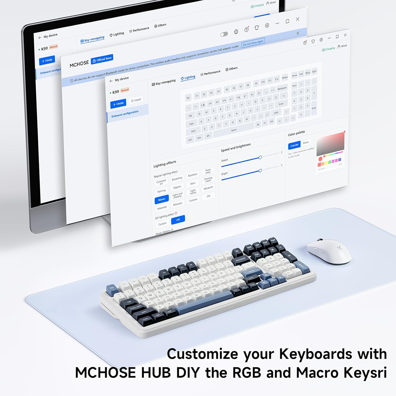 MCHOSE K99 V2 Mountains Gradient Wireless Gasket Mount Mechanical Keyboard - كيبورد ميكانيكي