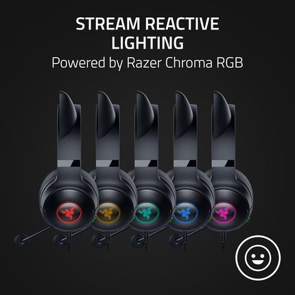 سماعة رأس Razer Kraken Kitty V2 USB سلكية RGB: كروما كيتي آذان - أسود - سماعة رأس 