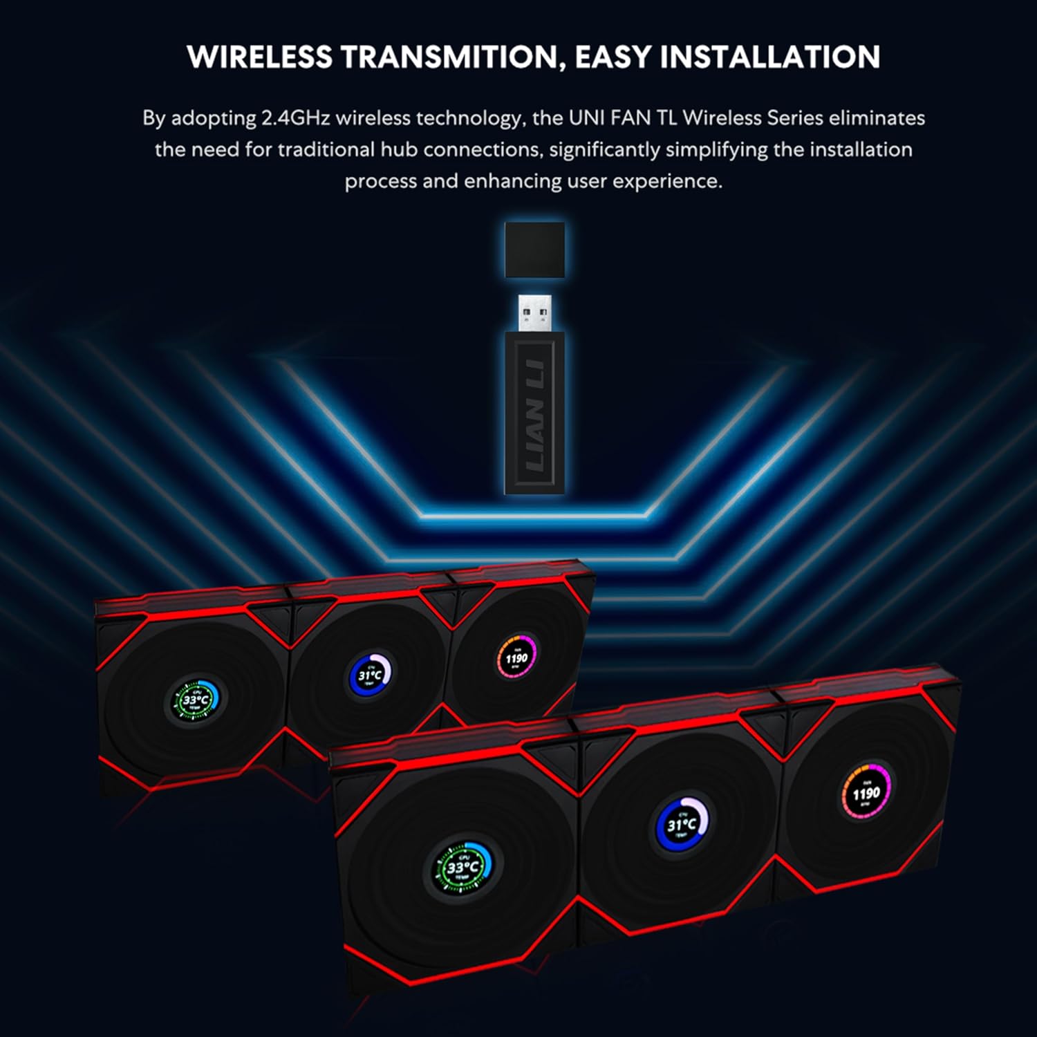 Lian Li UNI FAN TL-LCD Wireless 120mm – Black (3 Pack) | مراوح مع شاشه
