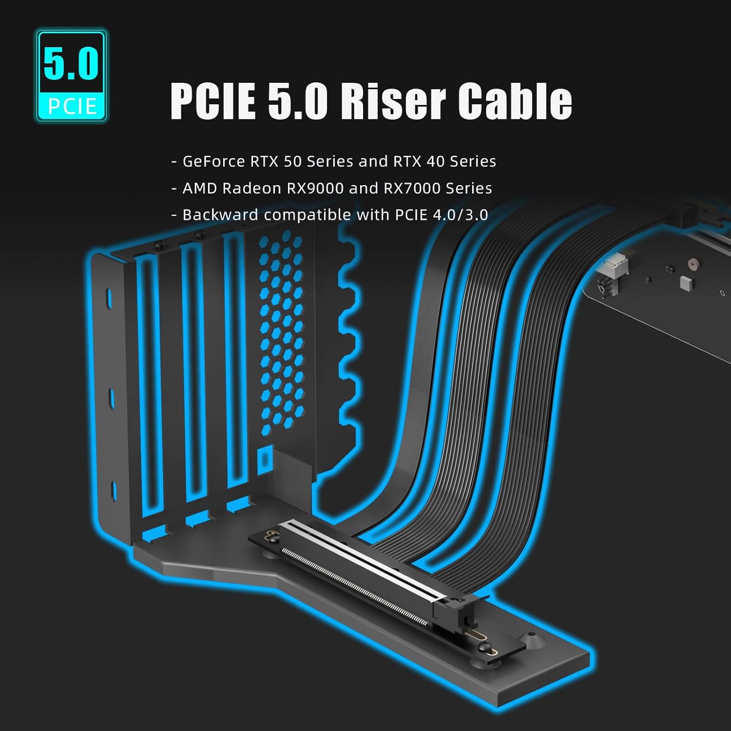 PCIe 5.0 2-Slot GPU Vertical Mount Bracket, RTX5090(Ti) RX9070(XT) GPU Ready, Fully Open 7-Slot PCIe/PCI Bracket Panel for Installation