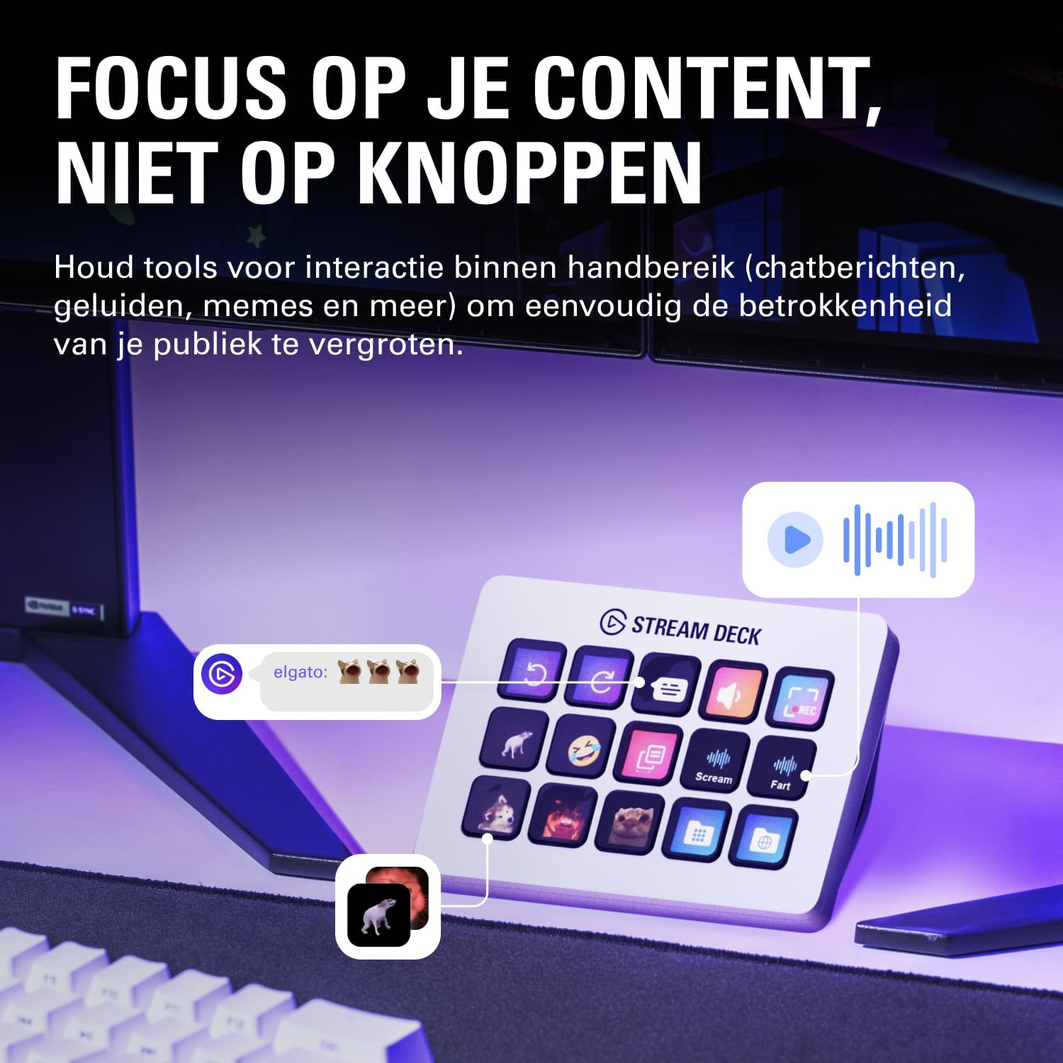 Elgato Stream Deck MK.2 White – Studio Controller, 15 macro keys, trigger actions in apps and software like OBS, Twitch, YouTube and more, works with Mac and PC