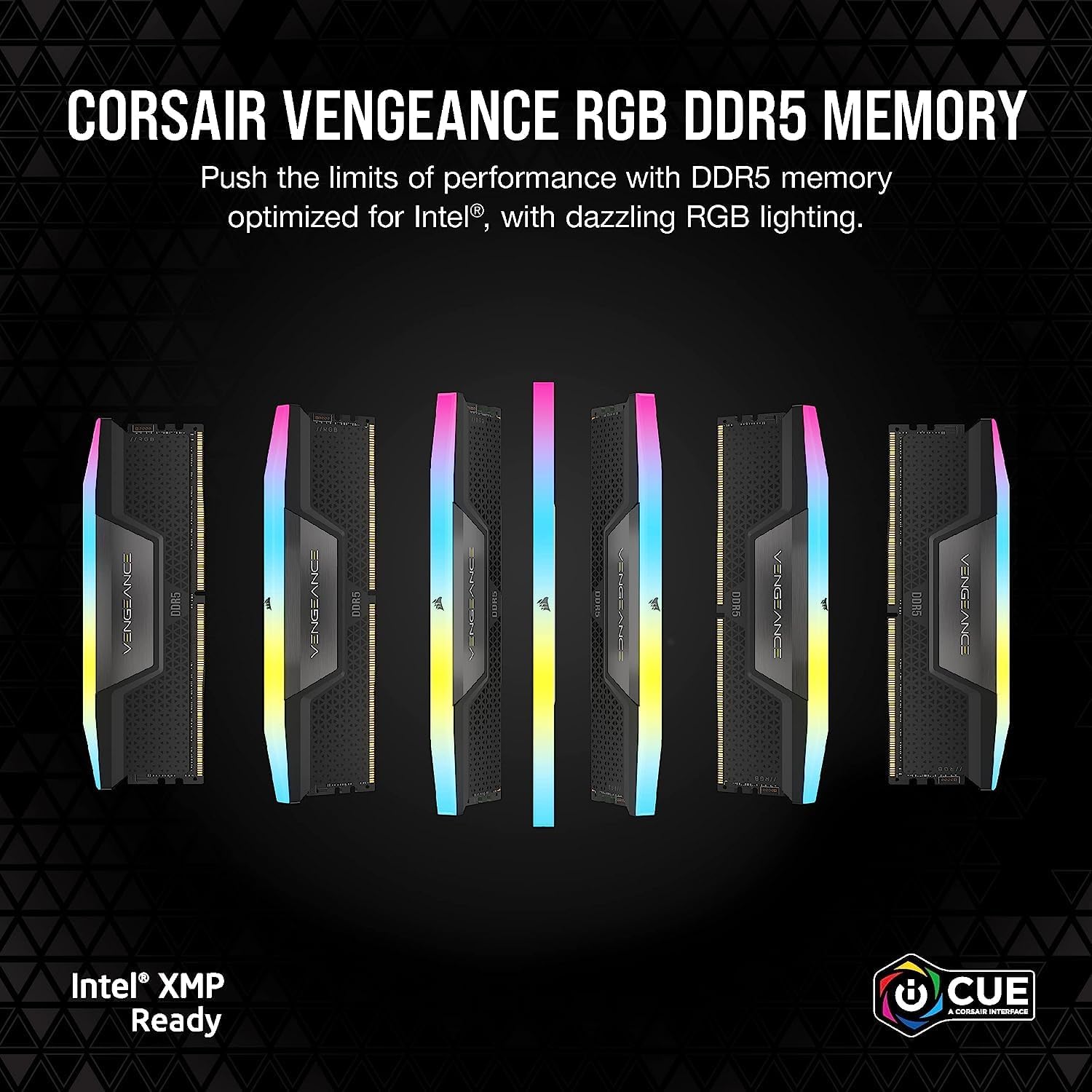 CORSAIR VENGEANCE RGB DDR5 RAM 32GB (2x16GB) 7200MHz CL34 Black - ذاكرة عشوائية