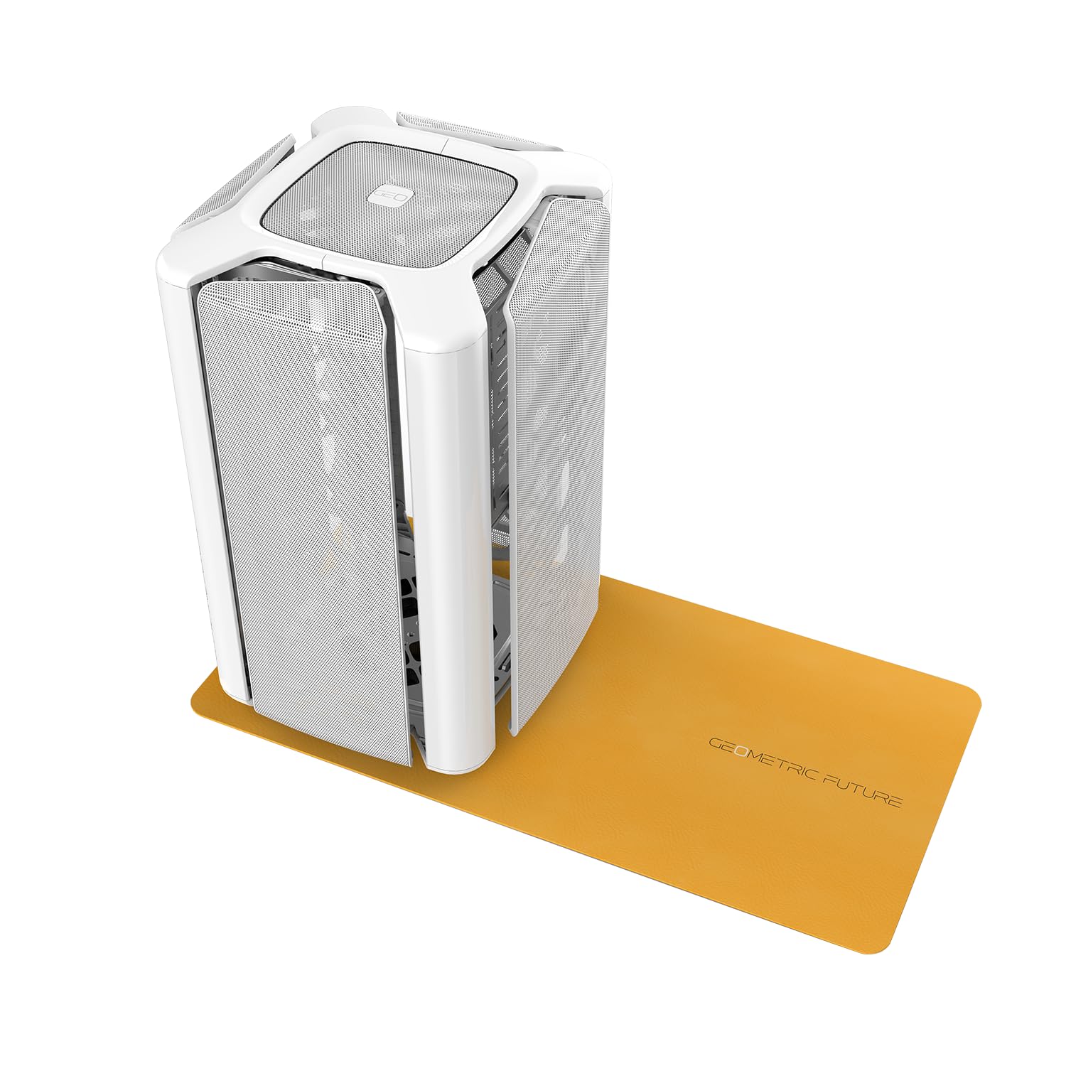 Geometric Future M2 The ARK Mesh White, High Airflow Open Frame, mATX/Mini ITX Gaming Case, Crystal Coating, Support 350mm GPU, ATX PSU, Type C Hub, 360 Radiator - كيس صغير
