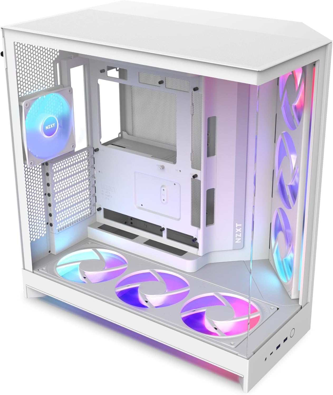 NZXT H9 Flow RGB+ (2025) White RGB Fans & Control Hub Case -  كيس ابيض
