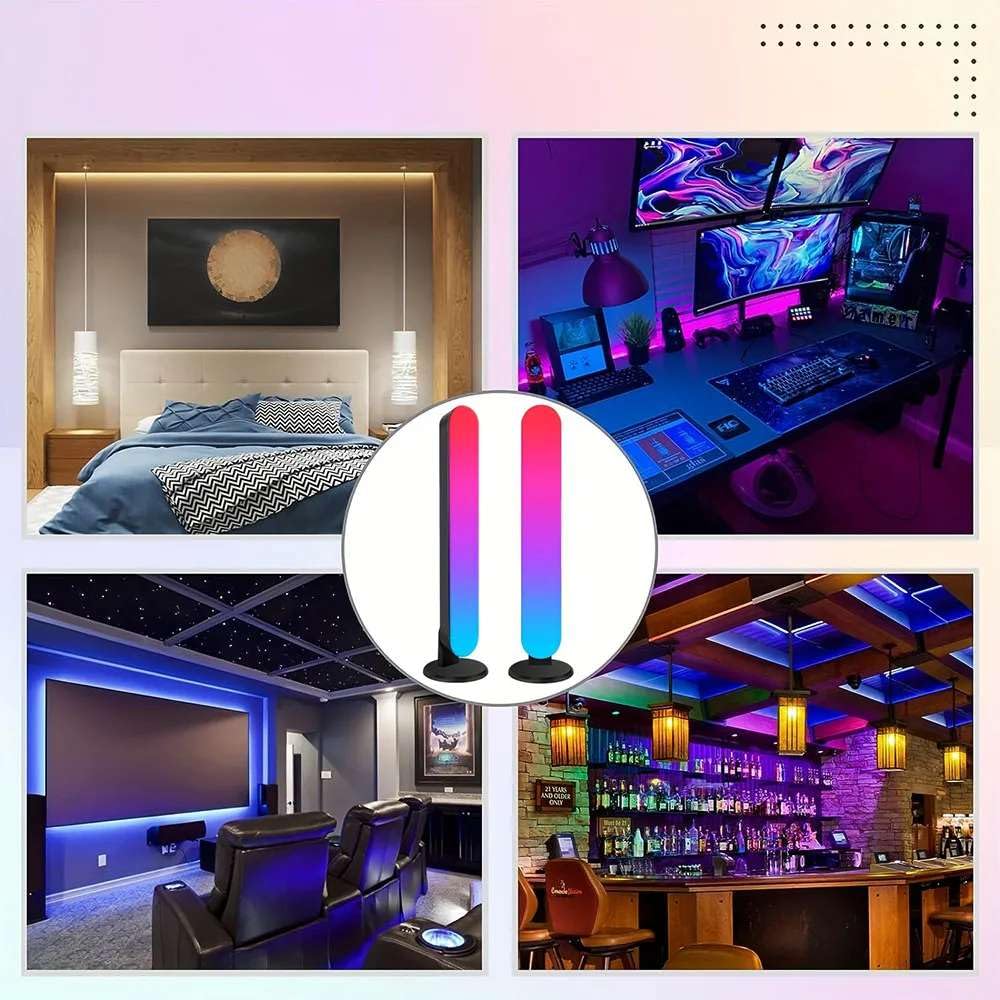 Immersive RGB Music Rhythm Light Bar - USB Rechargeable Desk Lamp with Customizable Lighting Effects for Parties & Festive Decor  إضاءة