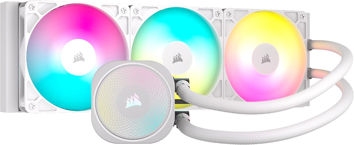 CORSAIR Nautilus 360 RS ARGB Liquid CPU Cooler, Low-Noise, 360mm AIO, RGB 3FAN White - مبرد مائي أبيض