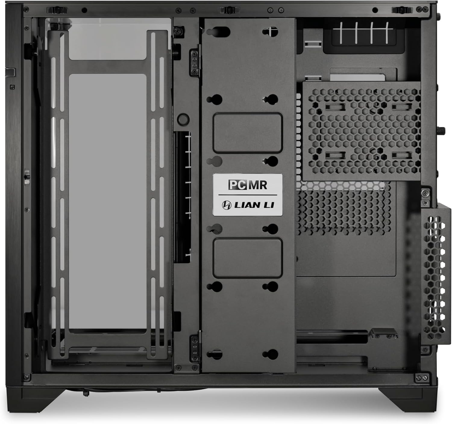 Lian Li O11 Vision-M PC Case White mATX, 140mm Fan, Triple Tempered Glass, Dual-Chamber, Supports 360mm AIO & ATX PSUs Black - كيس أسود