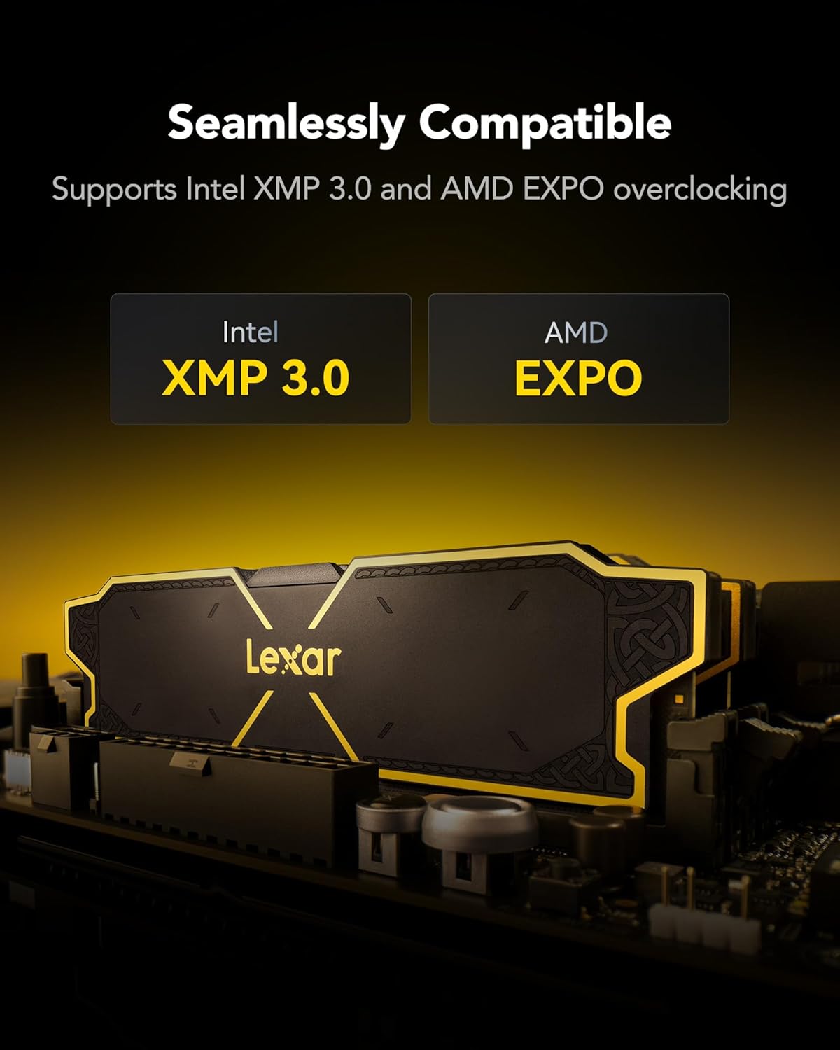 Lexar THOR OC DDR5 RAM 16GB (2x8GB) 6000 MT/s, CL38 CAS Latency, Intel XMP 3.0 & AMD EXPO Profiles Black - رام