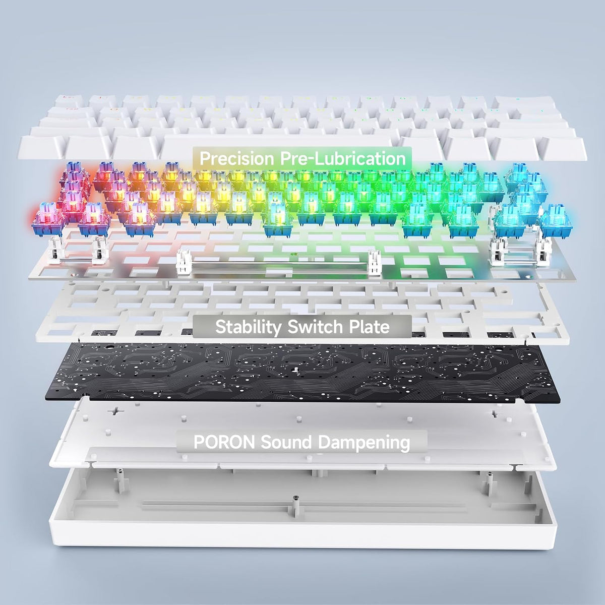 MCHOSE Ace60-7A Pro White Uranus Magnetic Switch 60% Gaming Keyboard - كيبورد مغناطيسي أبيض