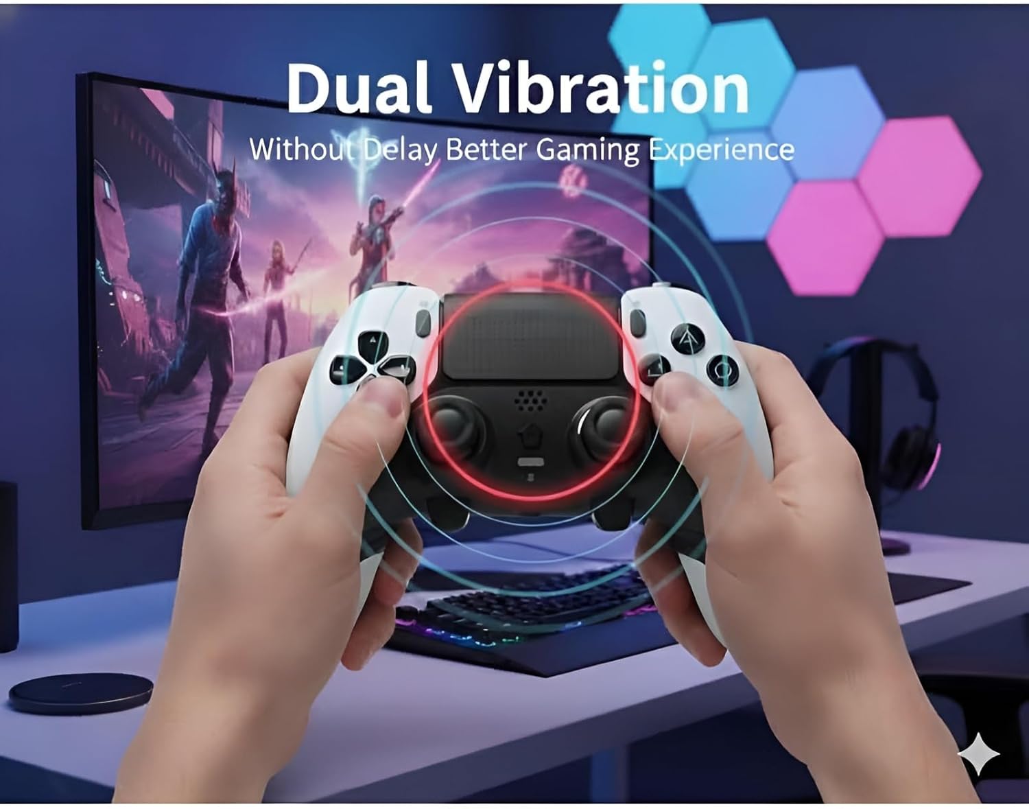 EpicArma PS5 & PC Wireless Controller Gamepad, 6-Axis Gyro, Custom Rear Triggers, Black