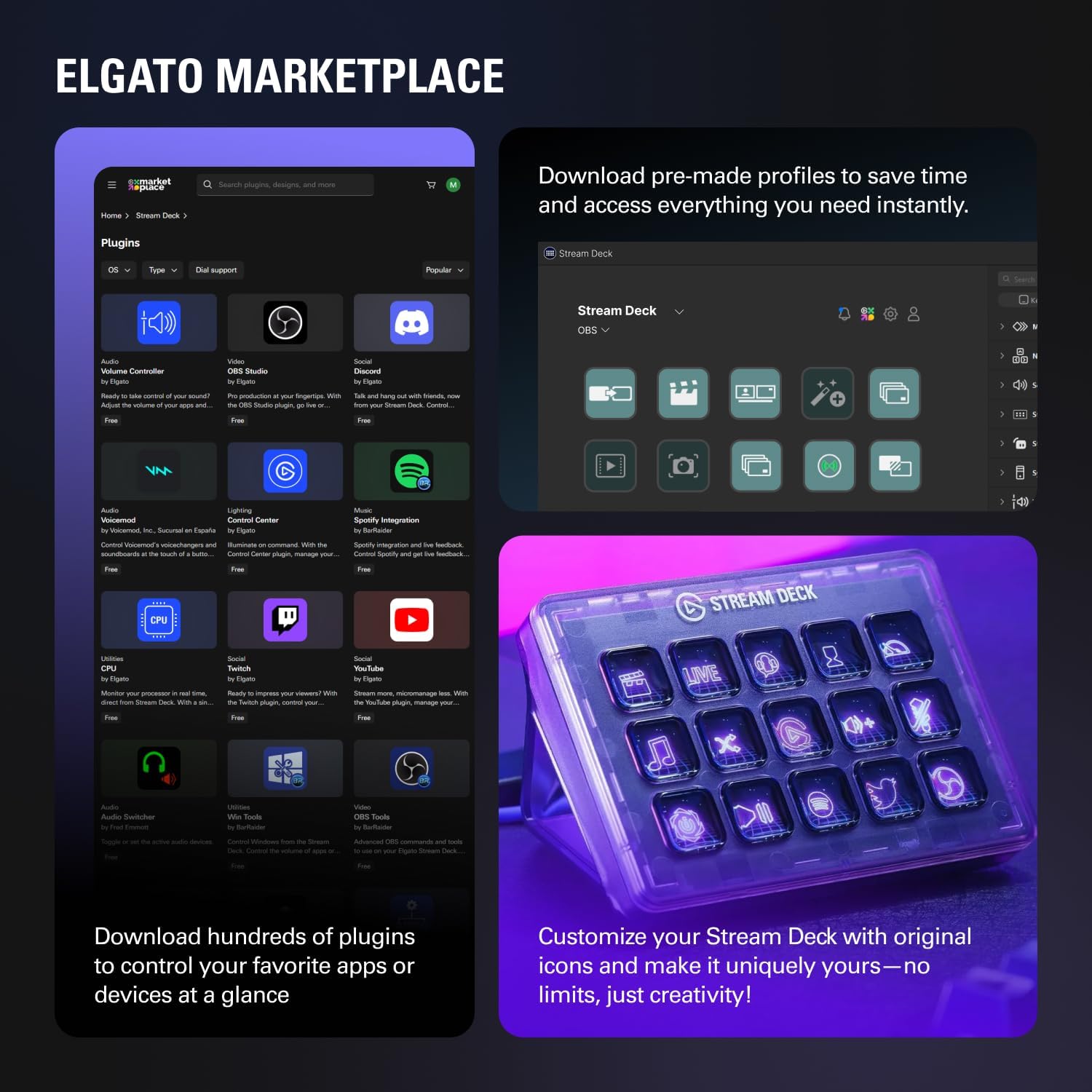Elgato Stream Deck +, Audio Mixer, Production Console and Studio Controller for Content Creators, Streaming, Gaming, with customizable touch strip dials and LCD keys, works with Mac and PC - مكسر صوت معه ستريم