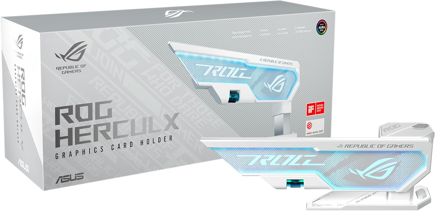 ASUS XH01 ROG Herculx Graphics Card Holder White Edition - حامل كرت الشاشة ASUS XH01 ROG Herculx Graphics Card Holder White Edition - حامل كرت الشاشة