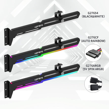 UPHERE 5V بطاقة رسومات RGB قابلة للتحكم GPU Brace Support حامل بطاقة الفيديو - أسود - حامل لكرت الشاشه 