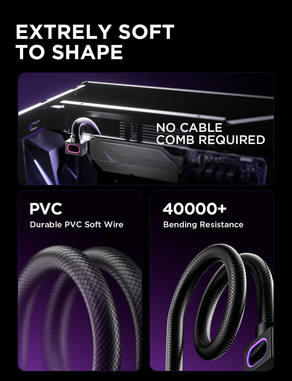 WJCOOLMAN Hydrus 8PIN ARGB CPU Extension Cable 30mm Black - كيبل أسود مضيء