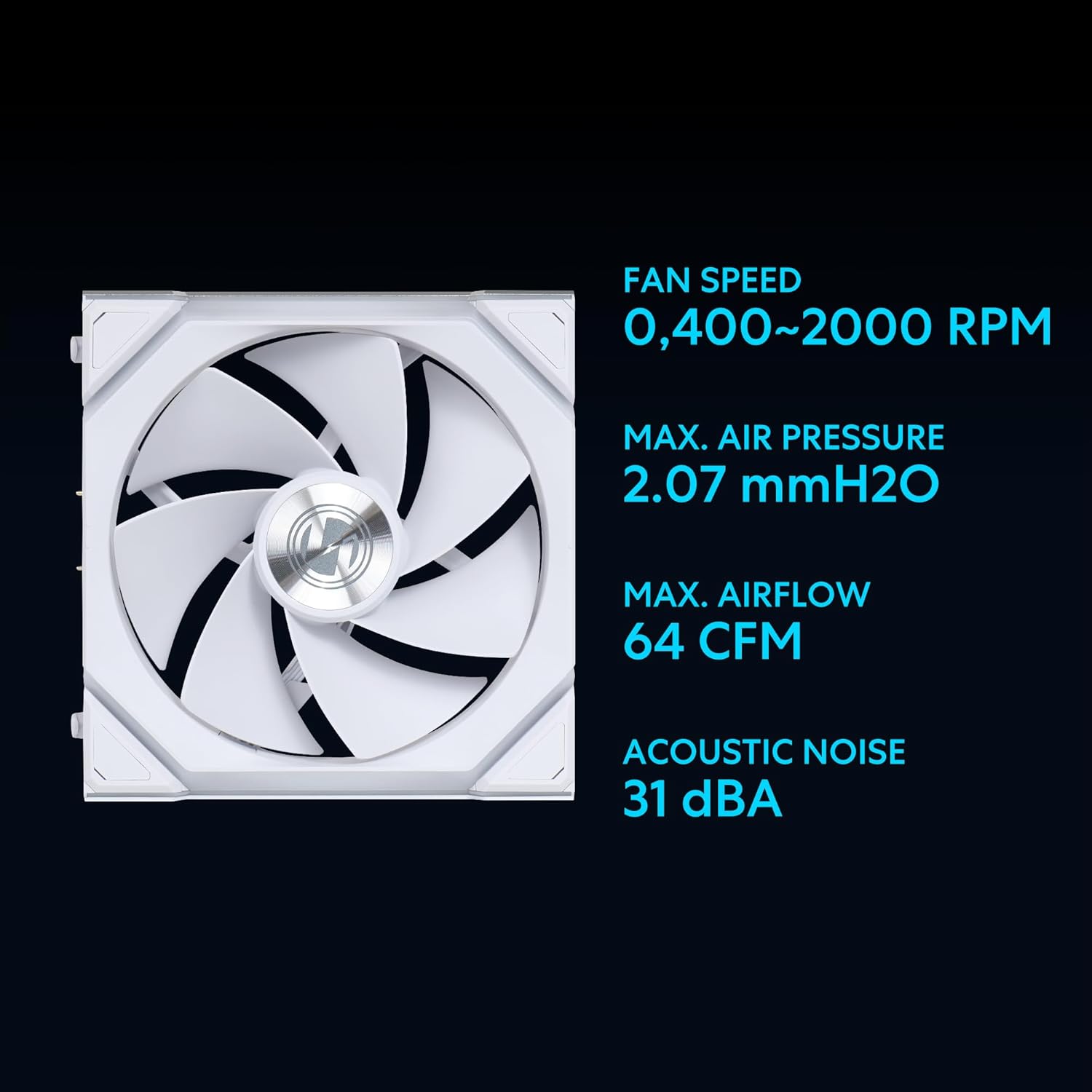 Lian Li UNI Fan SL Wireless Reverse 120mm ARGB Fan Single Pack White - مروحة بيضاء
