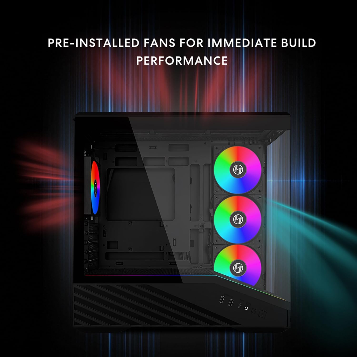 Lian Li Vector V100R Mini MicroATX Black Case, 360mm Radiator, Tempered Glass Black - كيس اسود