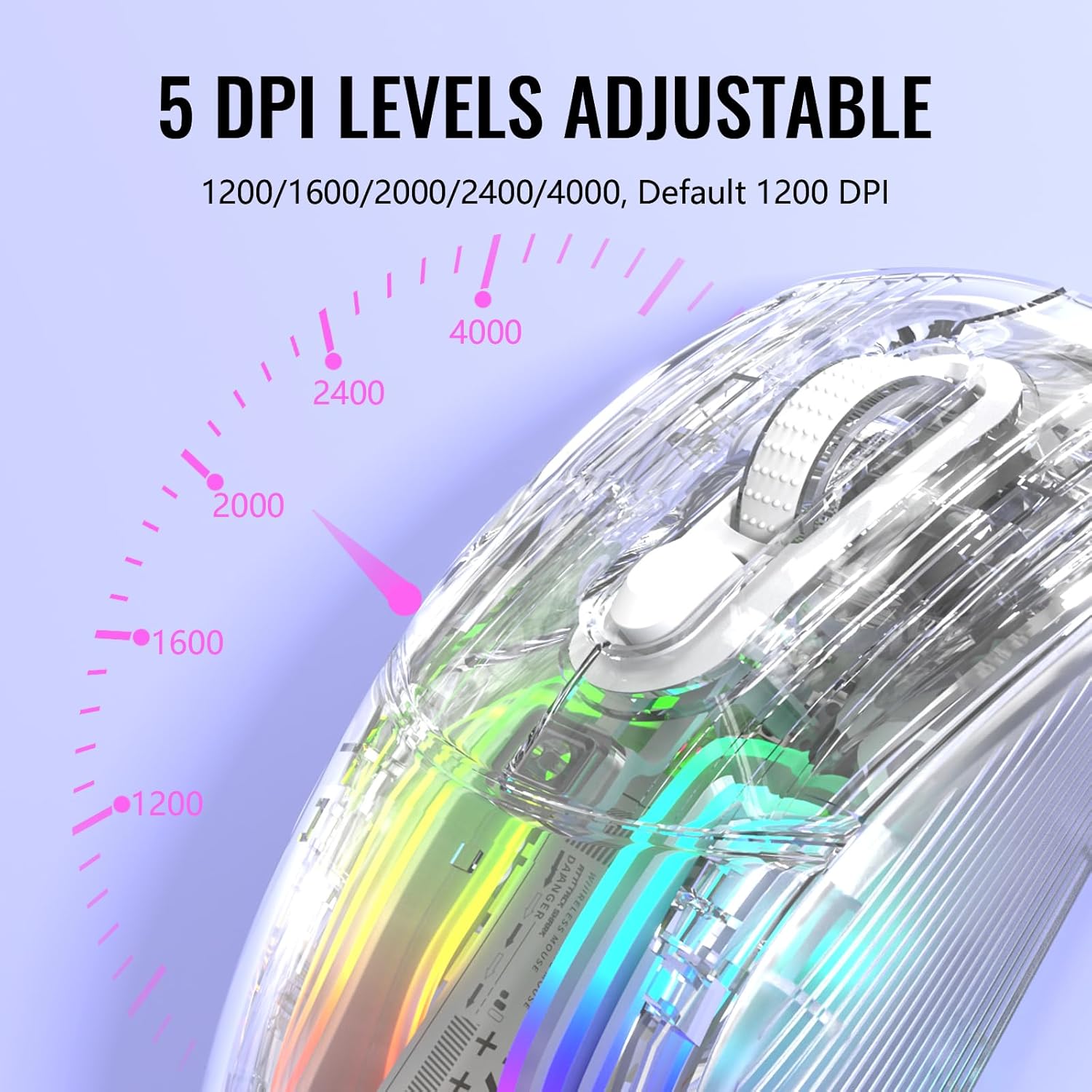 ATTACK SHARK X2 Pro Wireless Gaming Mouse with RGB Charging Dock,Tri-Mode PC Gaming Mice 2.4G/Bluetooth/Wired,Noiseless Mouse RGB Backlit,Transparent Shell,PixArt 3212 4000 DPI,for Win/MAC,White - ماوس قيمنق لاسلكي