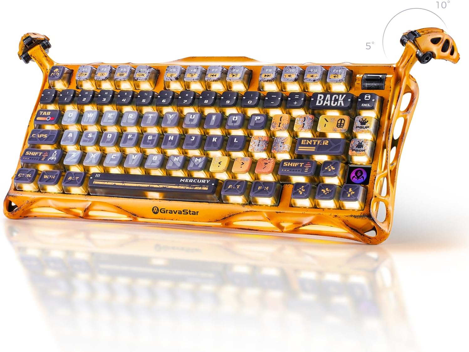 GRAVASTAR MERCURY K1 Pro 75% Wireless Mechanical Gaming Keyboard – Battle-Worn Yellow - كيبورد احترافي