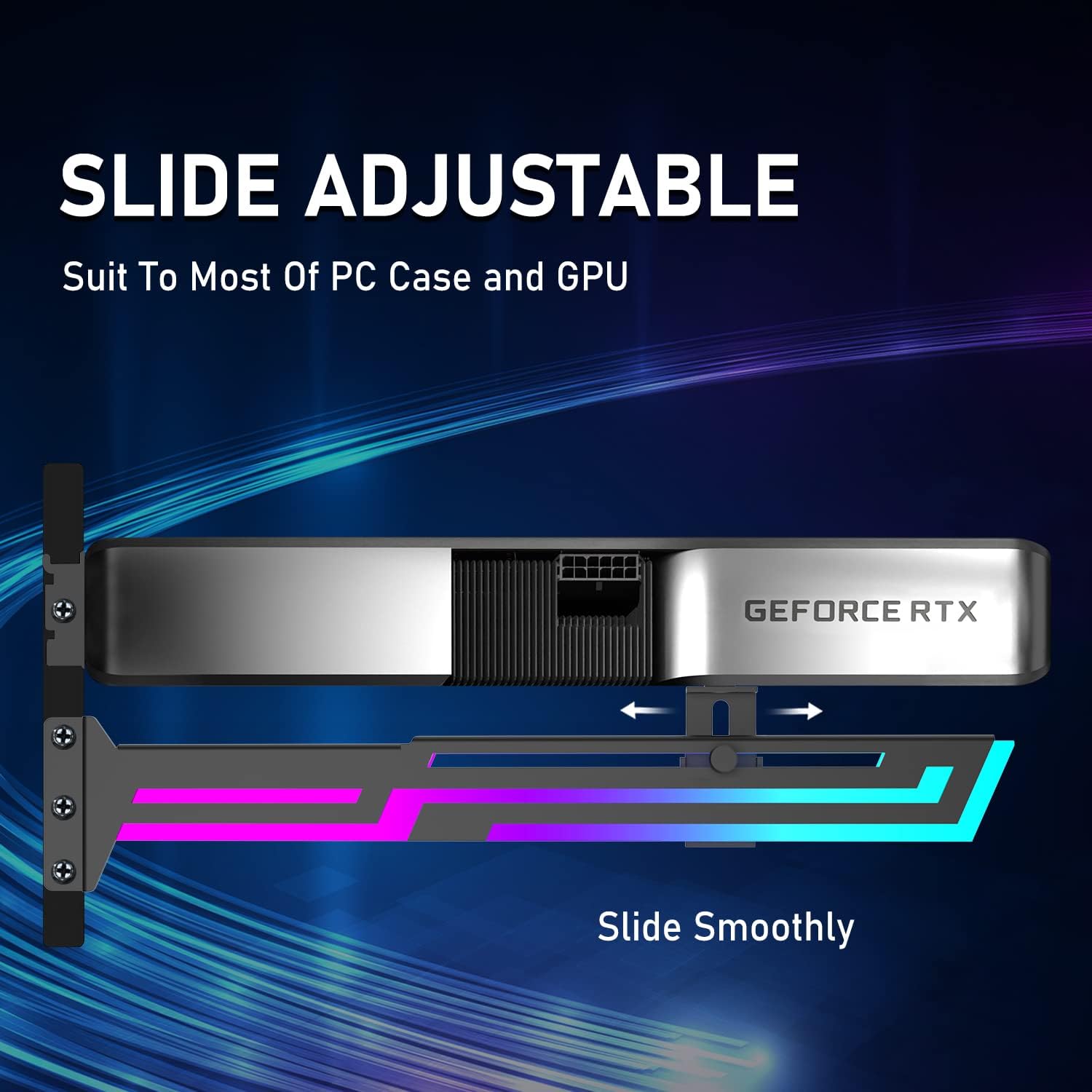 NVRADCHUA ARGB GPU Support Bracket, RGB GPU Holder, black - حامل كرت شاشة