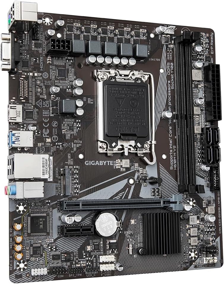 Gigabyte H610M H V2 DDR5 Gaming Motherboard - Supports Intel Core 14th CPUs, Hybrid Digital VRM, up to 5600MHz DDR5, - لوحه أم