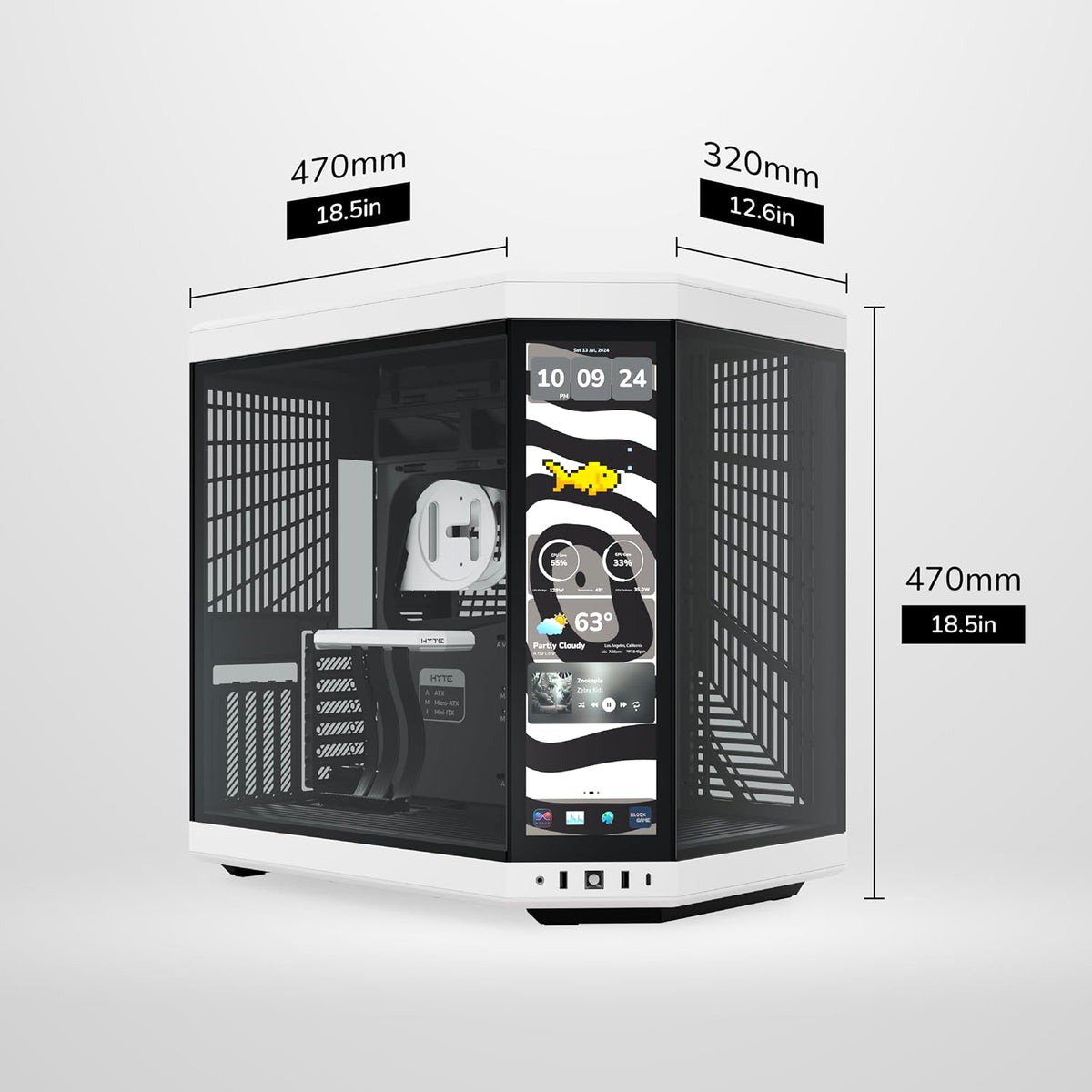 Hyte Y70 Touch Infinite Dual Chamber Mid-Tower ATX Case – Panda White/Black, 14.5