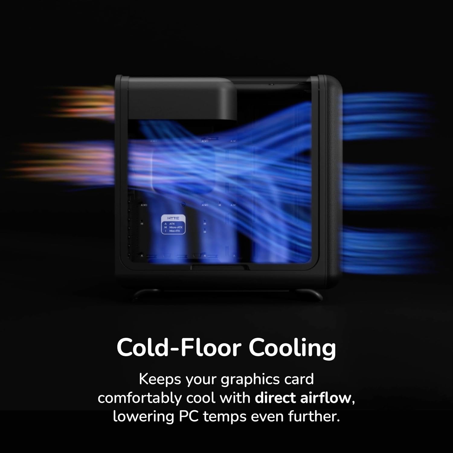 HYTE X50 Modern Performance ATX Mid-Tower PC Gaming Case Pitch Black, Curved Glass, High-Airflow Design - كيس