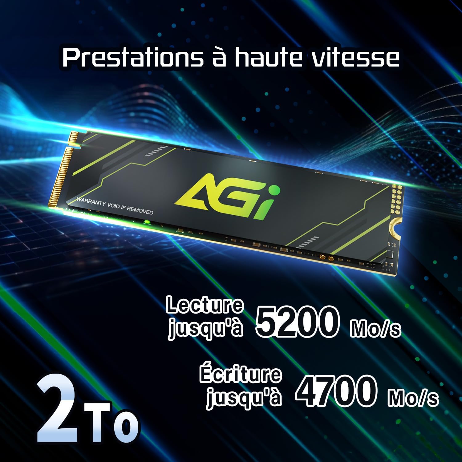AGI 2TB AI818-43 PCIe NVMe M.2 Gen4x4 SLC Cache 3D NAND Flash Internal Solid State Drive SSD with Graphene Heat Sink (R/W Speed up to 5230/4780 MBs) - تخزين
