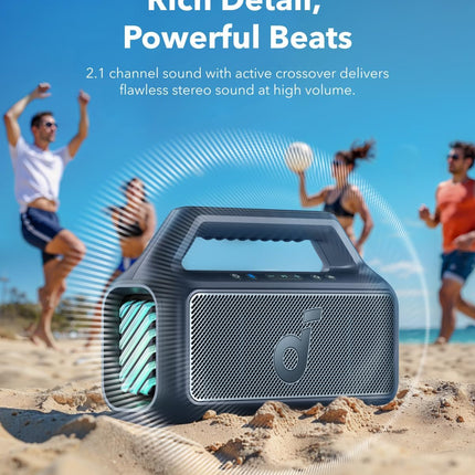 Anker Soundcore  A3138011 Boom 2 Powerful Outdoor Bass Bluetooth Speaker | 80W | Bluetooth 5.3 | 24 Hours Play Time | IPX7 Waterproof - مكبر صوت