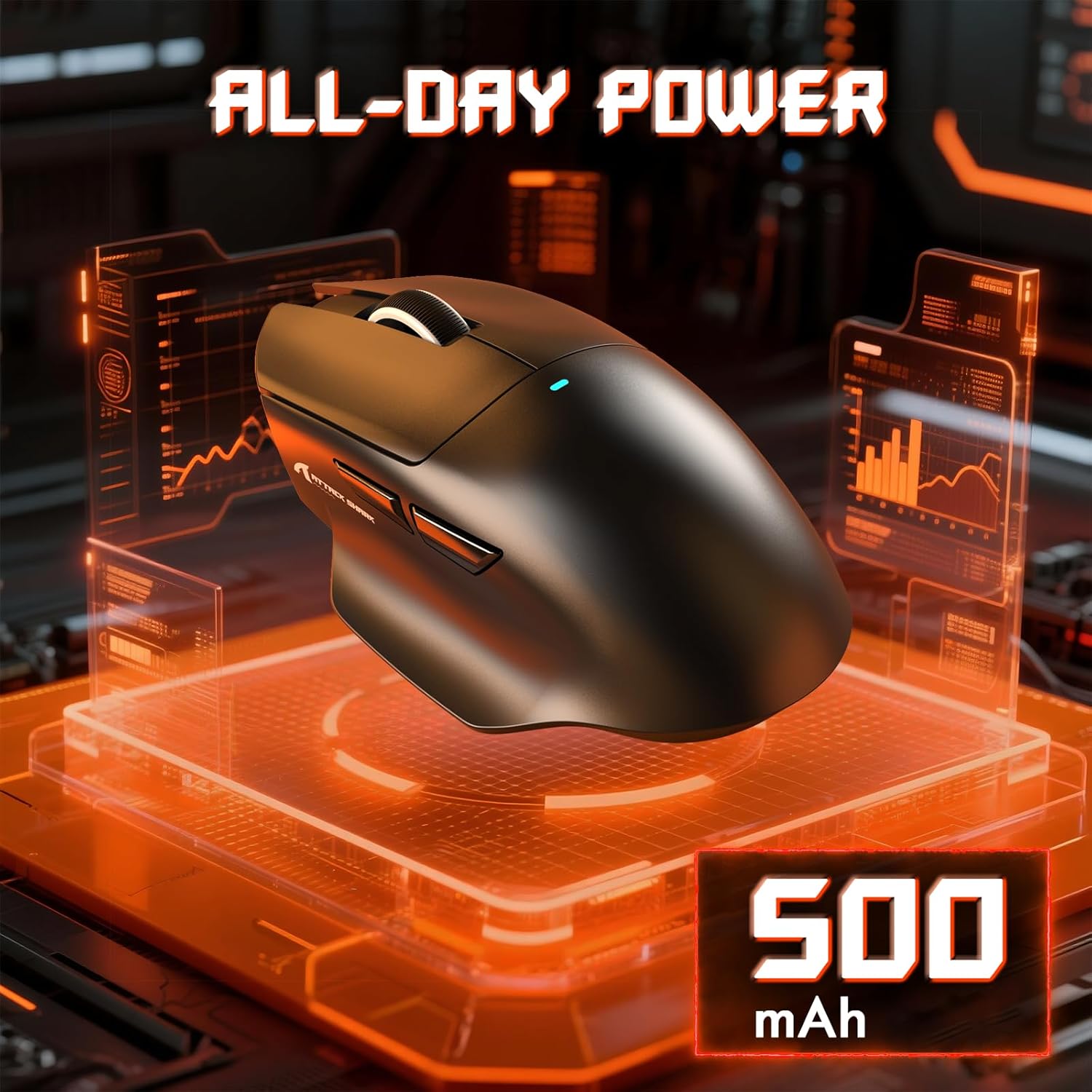 ATTACK SHARK V6 Ultra-Light Tri-Mode Black Gaming Mouse with RGB Magnetic Charging Dock - ماوس ممتاز مع شاحن