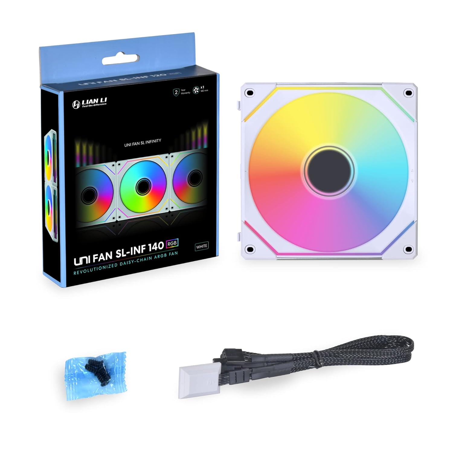Lian Li UNI FAN SL Infinity Wireless 140mm – White (1 Pack) -  مروحة بيضاء
