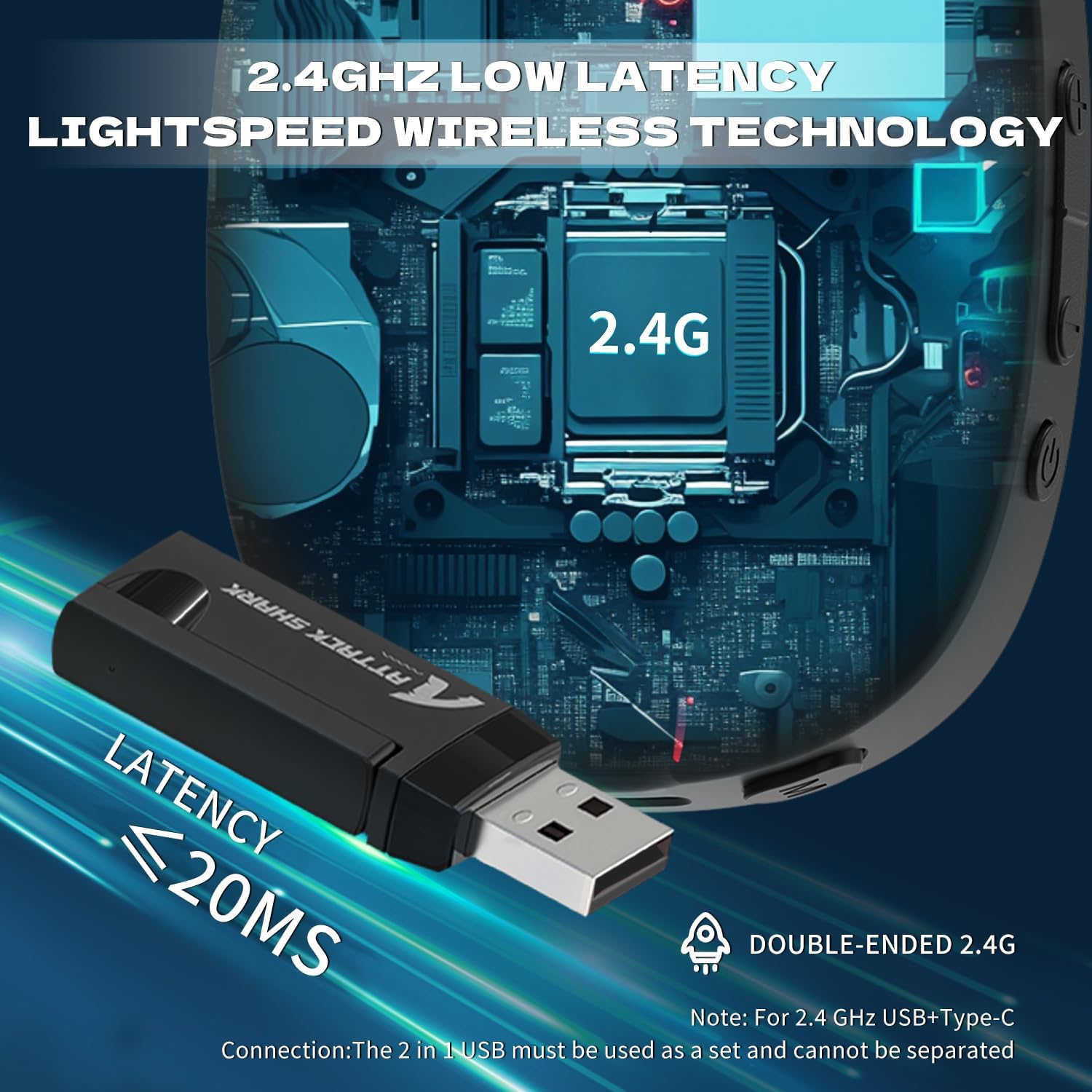 ATTACK SHARK L90 Ultra-Light Wireless Headset,RGB,Foldable,Triple- Mode-2.4Ghz/Bluetooth/Wired Gaming Headphone with mic,40mm Driver,7.1 Surround Sound,for Xbox/PS4/PS5/PC Customize via Software-Black - سماعة قيمنق وايرليس