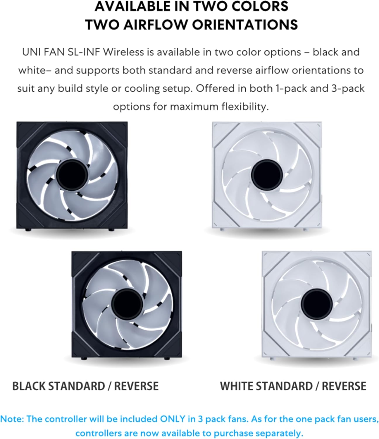 Lian Li UNI Fan SL-Infinity Wireless 120 Single Pack Cooling Fan White - مروحة بيضاء
