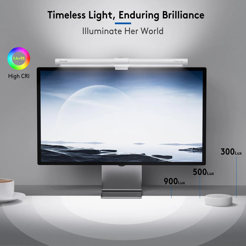 Quntis Monitor Light Bar with Remote White, Eye-Care No Glare, Office Desk Lamp Backlight, white - شريط إضائة للشاشة